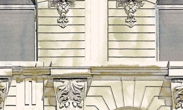 Paris facade wall mural wallpaper | Extradecor large fragment