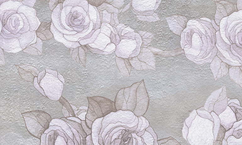 Papel pintado con rosas de acuarela brillantes | Extradecor large fragment