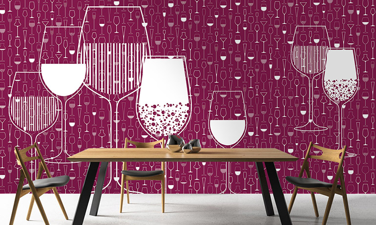 Wine Glasses wall mural wallpaper | Extradecor