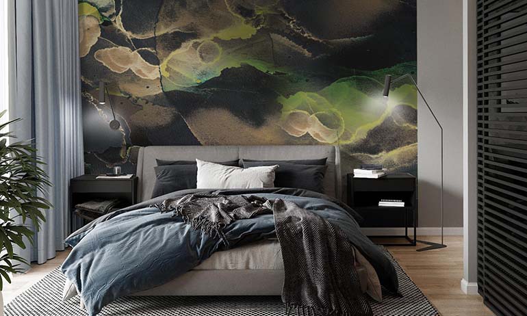 Papel pintado abstracto alcohol tinta oscuro in smome beautiful interior