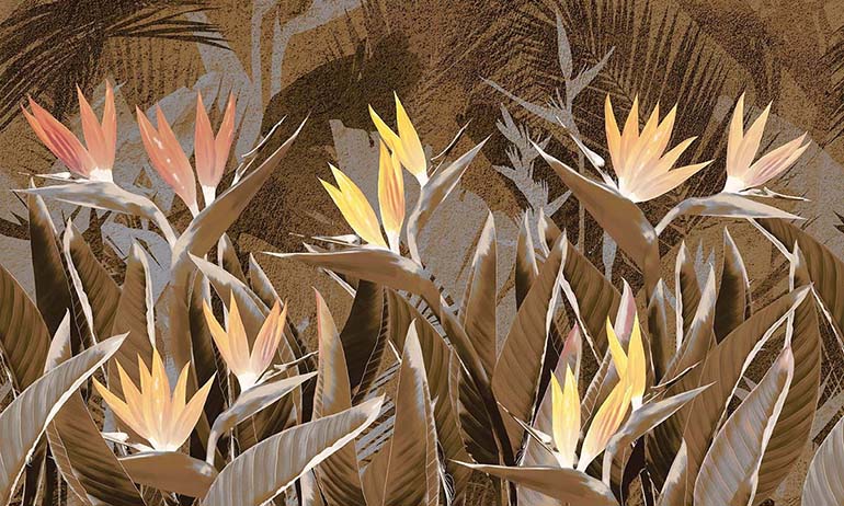 Tropische Blumen Strelitzia Abend Fototapete | Extradecor photo