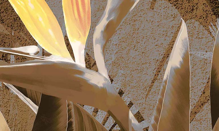 Tropische Blumen Strelitzia Abend Fototapete | Extradecor large fragment