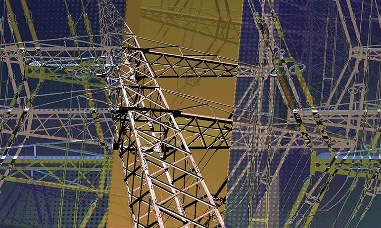 High electrical pylons wall mural wallpaper | Extradecor photo