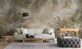 Tropical flowers strelitzia evening wall mural wallpaper | Extradecor